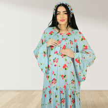 Load image into Gallery viewer, MARYOOM BABY BLUE  RUFFLE MATERNITY AND NURSING DRESS WITH ZIPPER