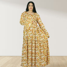 Load image into Gallery viewer, DHABIYA ORANGE PREMIUM COTTON  LAYERED MATERNITY AND NURSING DRESS WITH ZIPPER