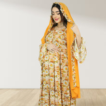Load image into Gallery viewer, DHABIYA ORANGE PREMIUM COTTON  LAYERED MATERNITY AND NURSING DRESS WITH ZIPPER