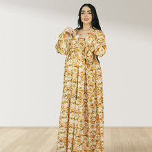 Load image into Gallery viewer, DHABIYA ORANGE PREMIUM COTTON  LAYERED MATERNITY AND NURSING DRESS WITH ZIPPER