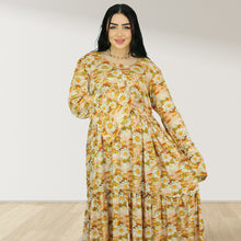 Load image into Gallery viewer, DHABIYA ORANGE PREMIUM COTTON  LAYERED MATERNITY AND NURSING DRESS WITH ZIPPER