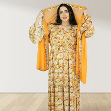 Load image into Gallery viewer, DHABIYA ORANGE PREMIUM COTTON  LAYERED MATERNITY AND NURSING DRESS WITH ZIPPER