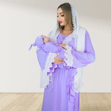 Load image into Gallery viewer, PRETTY IN LILIAC PURPLE MATERNITY MAXI AND SWADDLE BLANKET SET