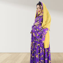 Load image into Gallery viewer, DHABIYA PURPLE PREMIUM COTTON  LAYERED MATERNITY AND NURSING DRESS WITH ZIPPER