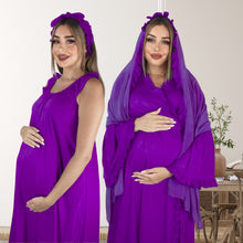 Load image into Gallery viewer, DEEP PURPLE SIGNATURE RUFFLED ROBE AND LETTUCE SWADDLE SET