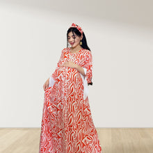 Load image into Gallery viewer, MAHRA ORANGE PREMIUM COTTON TRIMMED MATERNITY AND NURSING DRESS WITH ZIPPER