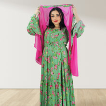 Load image into Gallery viewer, DHABIYA GREEN PREMIUM COTTON  LAYERED MATERNITY AND NURSING DRESS WITH ZIPPER