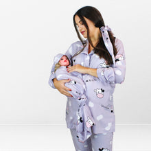 Load image into Gallery viewer, مجموعة MILKY MAMA للأمومة والرضاعة بيجاما طويلة مع مجموعة قماط