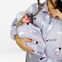 Load image into Gallery viewer, مجموعة MILKY MAMA للأمومة والرضاعة بيجاما طويلة مع مجموعة قماط