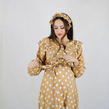 Load image into Gallery viewer, REEM LATTE DOTS  ZIP MATERNITY AND NURSING GOWN
