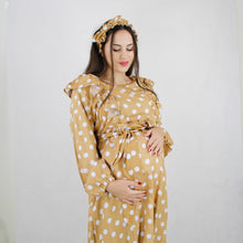 Load image into Gallery viewer, REEM LATTE DOTS  ZIP MATERNITY AND NURSING GOWN