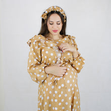 Load image into Gallery viewer, REEM LATTE DOTS  ZIP MATERNITY AND NURSING GOWN