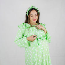 Load image into Gallery viewer, REEM BABY GREEN ZIP MATERNITY AND NURSING GOWN