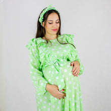 Load image into Gallery viewer, REEM BABY GREEN ZIP MATERNITY AND NURSING GOWN