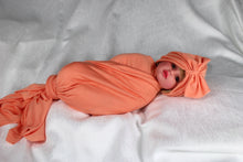 Load image into Gallery viewer, Tangerine cotton stretch swaddle set - mommyandmearabia