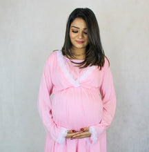 Load image into Gallery viewer, طقم بيجاما للأمومة والرضاعة من الدانتيل