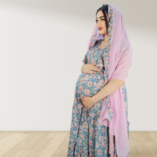 Load image into Gallery viewer, GREY  FARASHA SLEEVELESS  LAYERED MATERNITY AND NURSING GOWN
