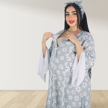 Load image into Gallery viewer, MAHRA GREY PREMIUM COTTON TRIMMED  MATERNITY AND NURSING DRESS WITH ZIPPER
