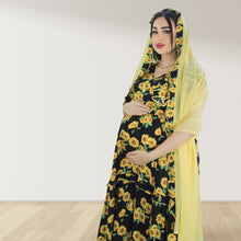 Load image into Gallery viewer, YELLOW FARASHA SLEEVELESS  LAYERED MATERNITY AND NURSING GOWN
