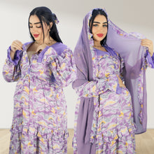 Load image into Gallery viewer, MAITHA VINTAGE PURPLE DOUBLE LAYERED MATERNITY AND NURSING GOWN WITH ZIPPER
