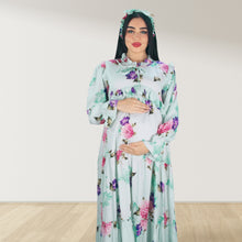 Load image into Gallery viewer, MALIKAT ALWURUD ICE GREEN LAYERED MATERNITY AND NURSING GOWN
