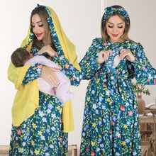 Load image into Gallery viewer, REEM BOHO GREEN ZIP MATERNITY AND NURSING GOWN
