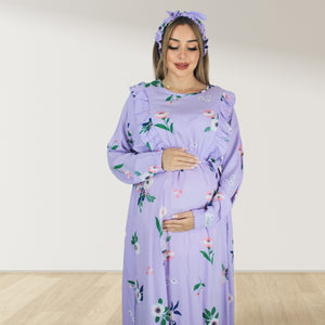 LILAC ZIP MATERNITY AND NURSING GOWN