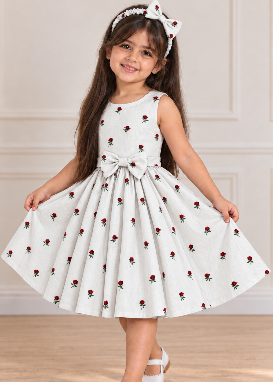 Rosey Red Stripes Twirl Dress