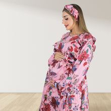 Load image into Gallery viewer, DREAMY PINK ZIP MATERNITY AND NURSING GOWN

