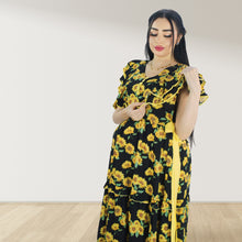 Load image into Gallery viewer, YELLOW FARASHA SLEEVELESS  LAYERED MATERNITY AND NURSING GOWN
