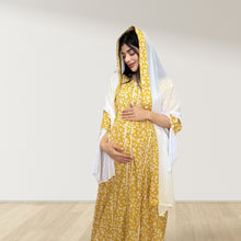 Load image into Gallery viewer, MAHRA MUSTARD YELLOW  PREMIUM COTTON TRIMMED  MATERNITY AND NURSING DRESS WITH ZIPPER
