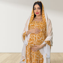Load image into Gallery viewer, MAHRA MUSTURD PREMIUM COTTON TRIMMED  MATERNITY AND NURSING DRESS WITH ZIPPER
