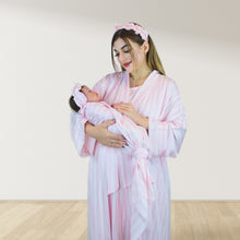 Load image into Gallery viewer, PINK AND WHITE STIPES MOMMY AND ME 5 IN 1 LONG MATERNITY SET
