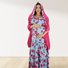 Load image into Gallery viewer, BLUE FARASHA SLEEVELESS  LAYERED MATERNITY AND NURSING GOWN

