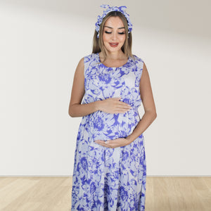 PURPLE FLORAL MOMMY AND ME 5 IN 1 LONG MATERNITY SET