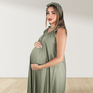MOSS GREEN SIGNATURE RUFFLED ROBE AND LETTUCE SWADDLE SET