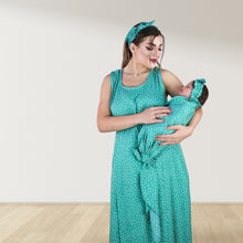 Load image into Gallery viewer, JADE GREEN DOTS MOMMY AND ME 5 IN 1 LONG MATERNITY SET
