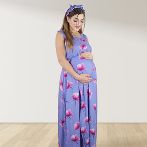 PURPLE TULIP FLORA MOMMY AND ME 5 IN 1 LONG MATERNITY SET