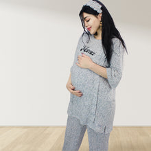 Load image into Gallery viewer, LEOPARD GREY  DROP SHOULDER PAJAMA SET WITH MATCHING BABY ROMPER - STYLED BY MAMA
