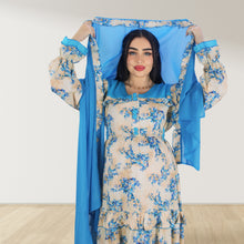 Load image into Gallery viewer, MAITHA VINTAGE BLUE DOUBLE LAYERED MATERNITY AND NURSING GOWN WITH ZIPPER
