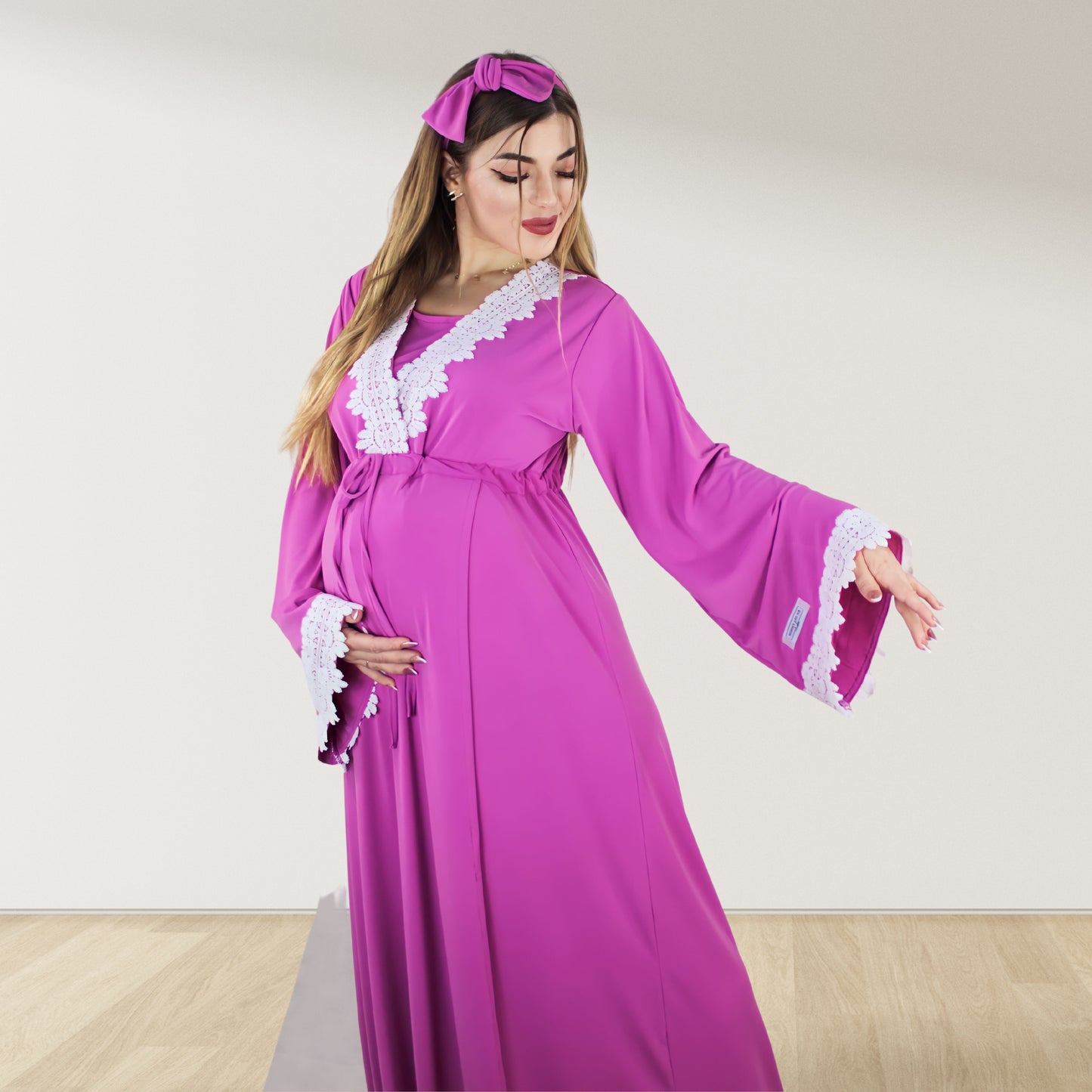 PRETTY IN TAFFY PINK MATERNITY MAXI AND SWADDLE BLANKET  SET