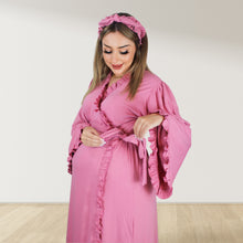 Load image into Gallery viewer, ROSE GOLD PINK  SIGNATURE RUFFLED ROBE AND LETTUCE SWADDLE SET
