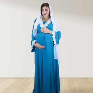 PRETTY IN PACIFIC BLUE MATERNITY MAXI AND SWADDLE BLANKET  SET
