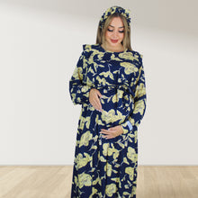 Load image into Gallery viewer, BERRY BLUE ZIP MATERNITY AND NURSING GOWN

