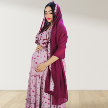 Load image into Gallery viewer, DUSKY PINK FARASHA SLEEVELESS  LAYERED MATERNITY AND NURSING GOWN
