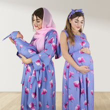 Load image into Gallery viewer, PURPLE TULIP FLORA MOMMY AND ME 5 IN 1 LONG MATERNITY SET
