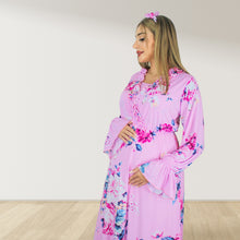 Load image into Gallery viewer, CHIC PINK BLOSSOM FLORAL MATERNITY MAXI AND SWADDLE BLANKET  SET
