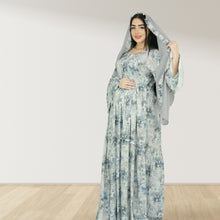 Load image into Gallery viewer, DHABIYA GREY PREMIUM COTTON  LAYERED MATERNITY AND NURSING DRESS WITH ZIPPER
