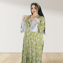 Load image into Gallery viewer, MAHRA GREEN PREMIUM COTTON TRIMMED  MATERNITY AND NURSING DRESS WITH ZIPPER
