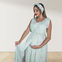 Load image into Gallery viewer, ICE GREEN FLORAL MOMMY AND ME 5 IN 1 LONG MATERNITY SET
